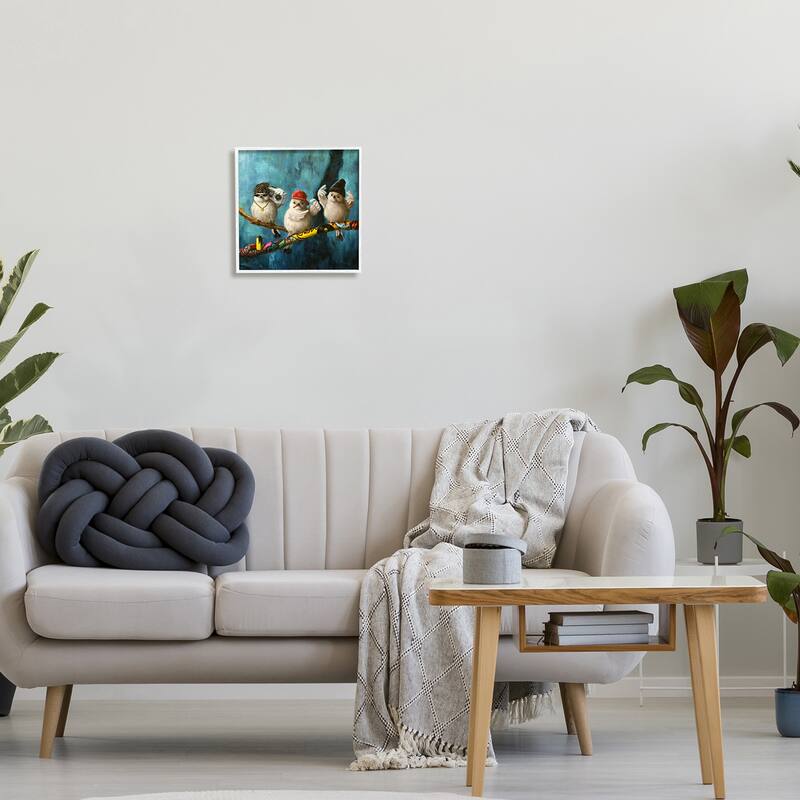 Stupell Hip Hop Bird Trio Urban Graffiti Tree Boombox Framed Wall Art, Design by Lucia Heffernan - Blue