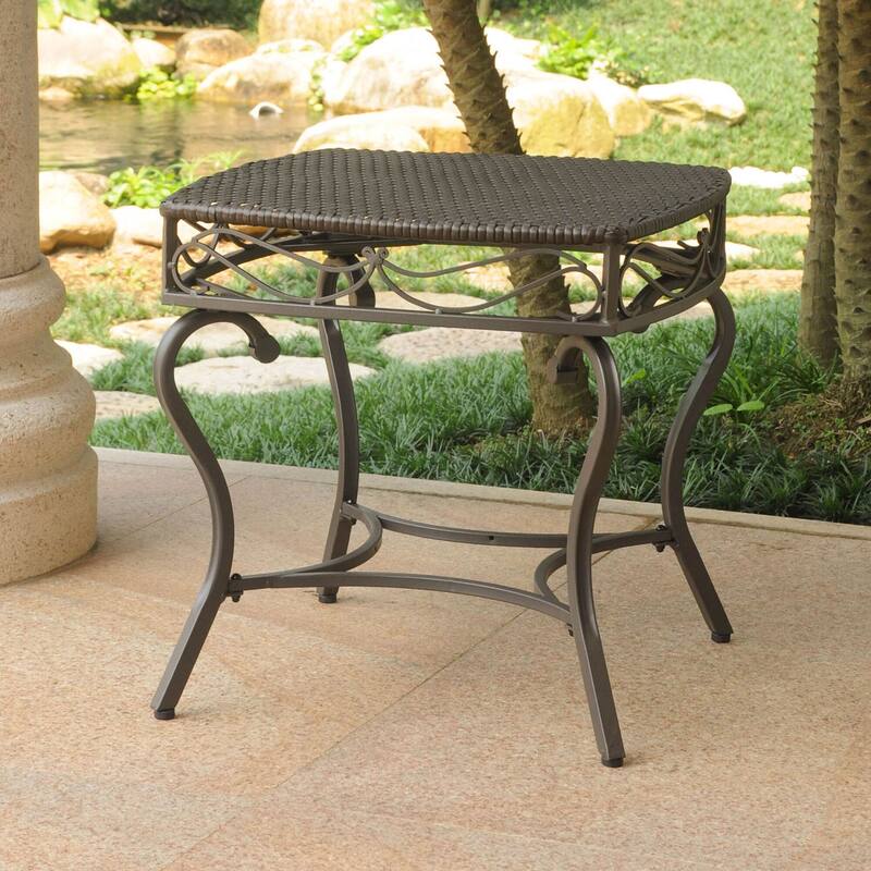 Baroque Side Table - Resin Steel Patio Table - 22W x 21H x 22L - Weather Resistant Outdoor Table - 13