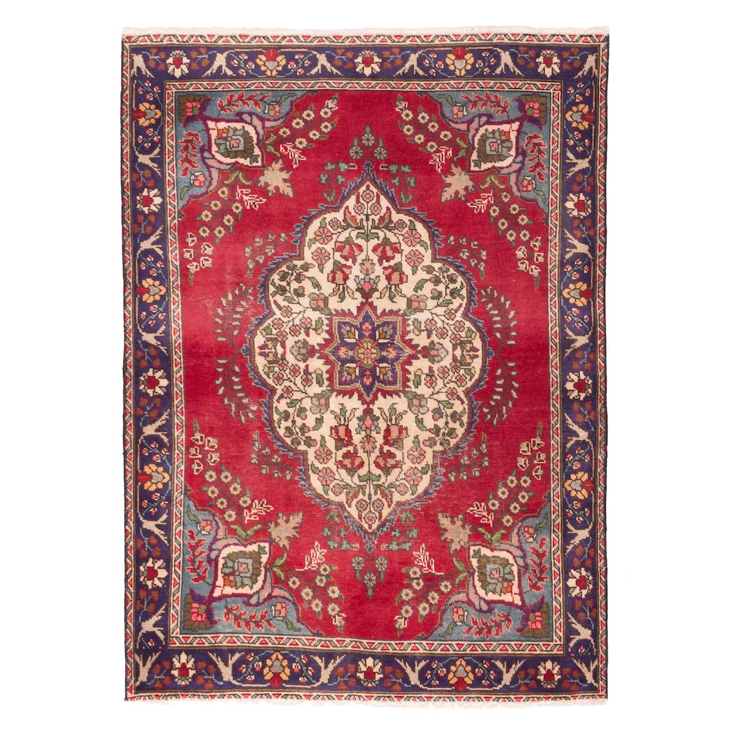 ECARPETGALLERY Hand-knotted Andelz Red Wool Rug - 4'7 x 6'6
