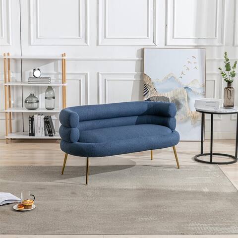53" Round Arm Settee with Metal Legs