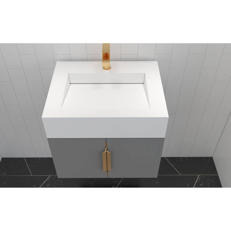 Nile 24-Inch Wall Mounted Bathroom Vanity Set w/ White Top