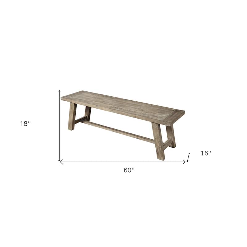 HomeRoots 60" Natural And Brown Distressed Solid Wood Dining bench - 60