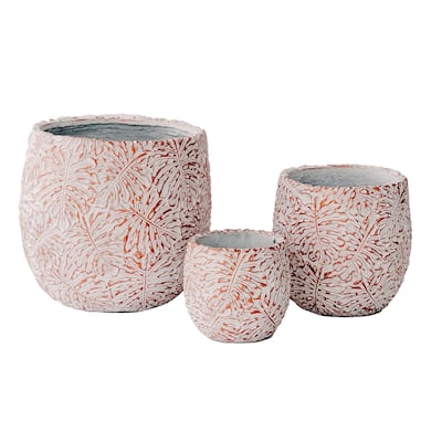 XBrand 17.7", 12.6" and 9"W Round Fiberstone/Cement Indoor Outdoor Planters (Set of 3)