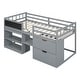 preview thumbnail 22 of 46, Stylish & Fun Design Low Loft Bed with Shelves, Drawers, Desk and Blackboard, Twin Size