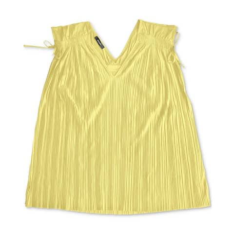 Alfani Women's Pleated Ruched Top Yellow Size Small