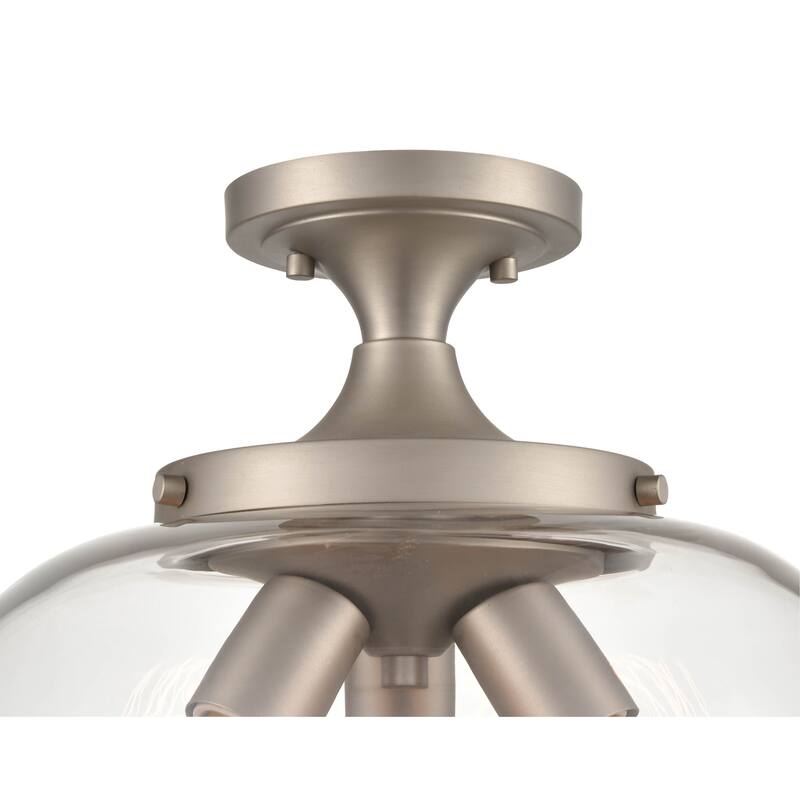 Millennium Lighting Ashford 3 Light Semi-Flush Ceiling Fixture in Multiple Finishes with a Clear Glass Shade