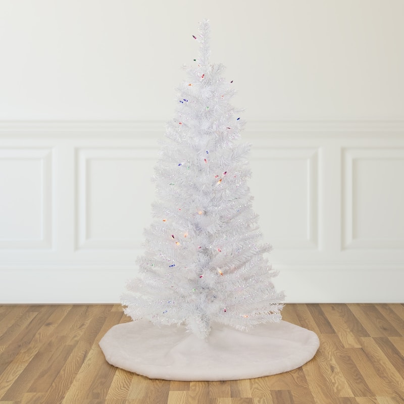 Pre-Lit Medium Rockport White Pine Artificial Christmas Tree - 4' - Multi Lights - 4 Foot