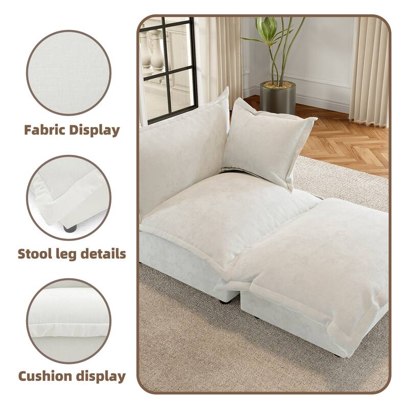 Modern Cloud Chaise Longue Accent Chair with Ottoman set