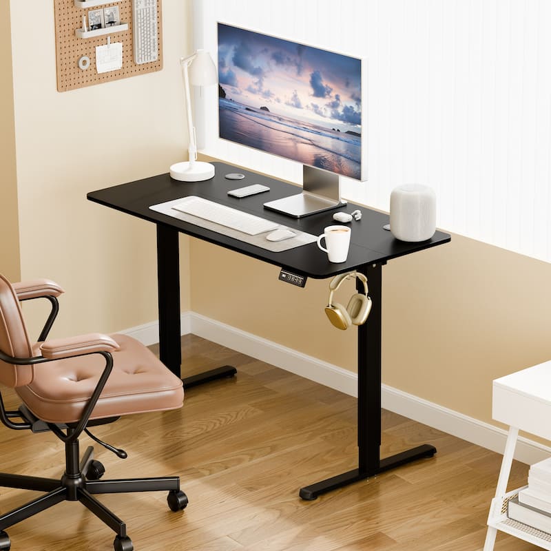 Electric Standing Desk, Height Adjustable Desk with Memory Preset and LED Display - 47*24 - Black/Black