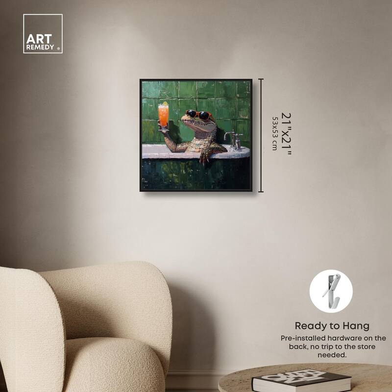 Cocktail Croc I Canvas by Art Remedy