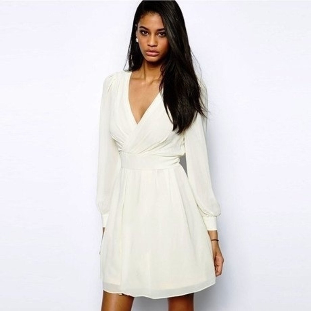Plus Size Womens Ladies V Neck Wrap Over Tunic Tulip Shape Party Mini Dresses