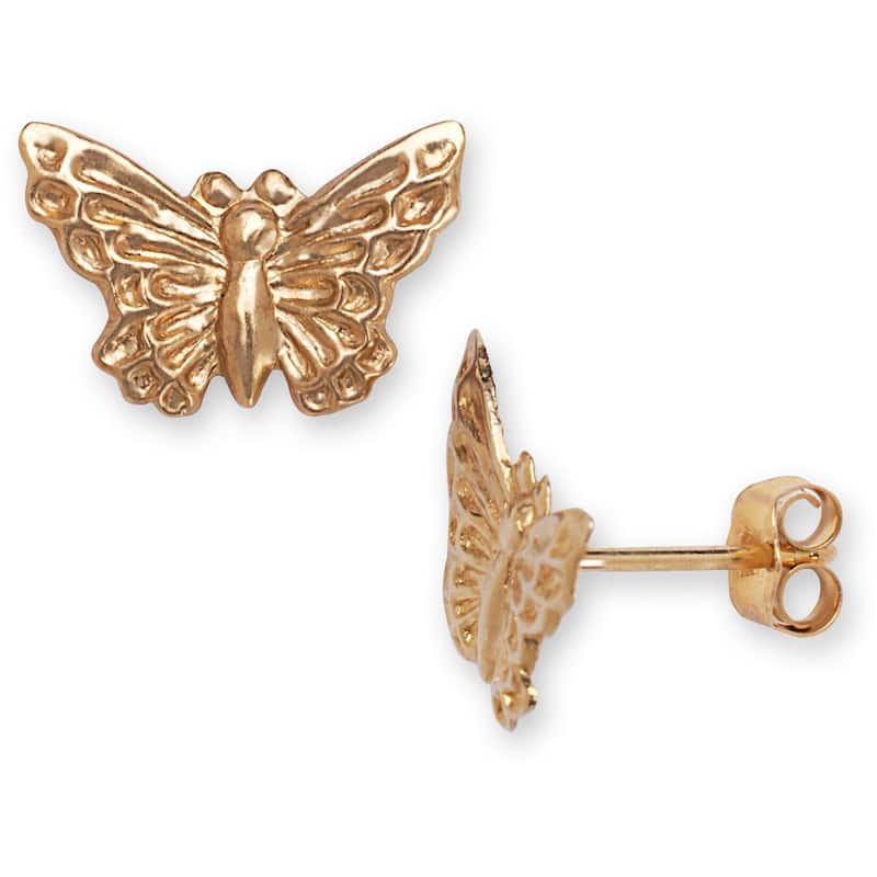Curata 14k Yellow Gold Children's Butterfly Earrings