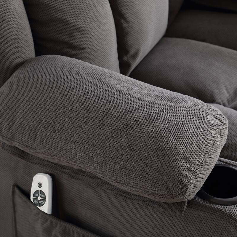 Massage Swivel Recliner Chair Sofa with USB and 2 Cup Holders & Heated