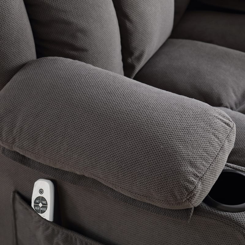 Swivel Massage Recliner Chair in Velvet with Heat & USB