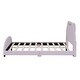 preview thumbnail 6 of 10, Full Size Pink Upholstered Platform Bed with Bear-Shaped Headboard and Embedded Light Stripe, Velvet Low Bed Frame
