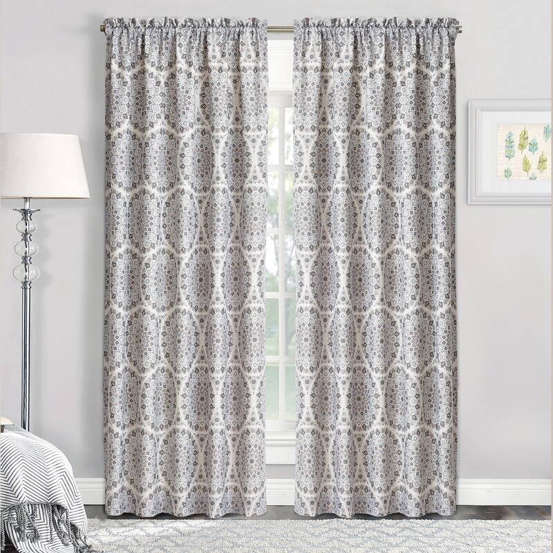 Serenta Tribal Medallion Printed 2 Piece Curtain Set - 60" x 84" - Grey