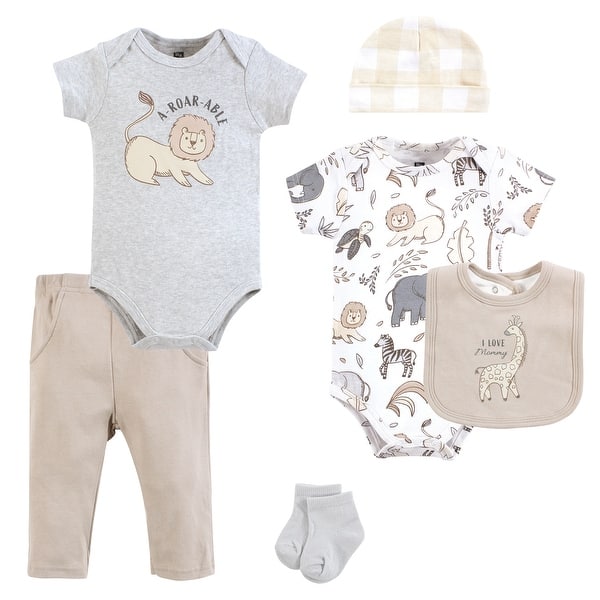 slide 1 of 1, Hudson Baby Cotton Layette Set, Neutral Safari 6-9 Months - Neutral Safari