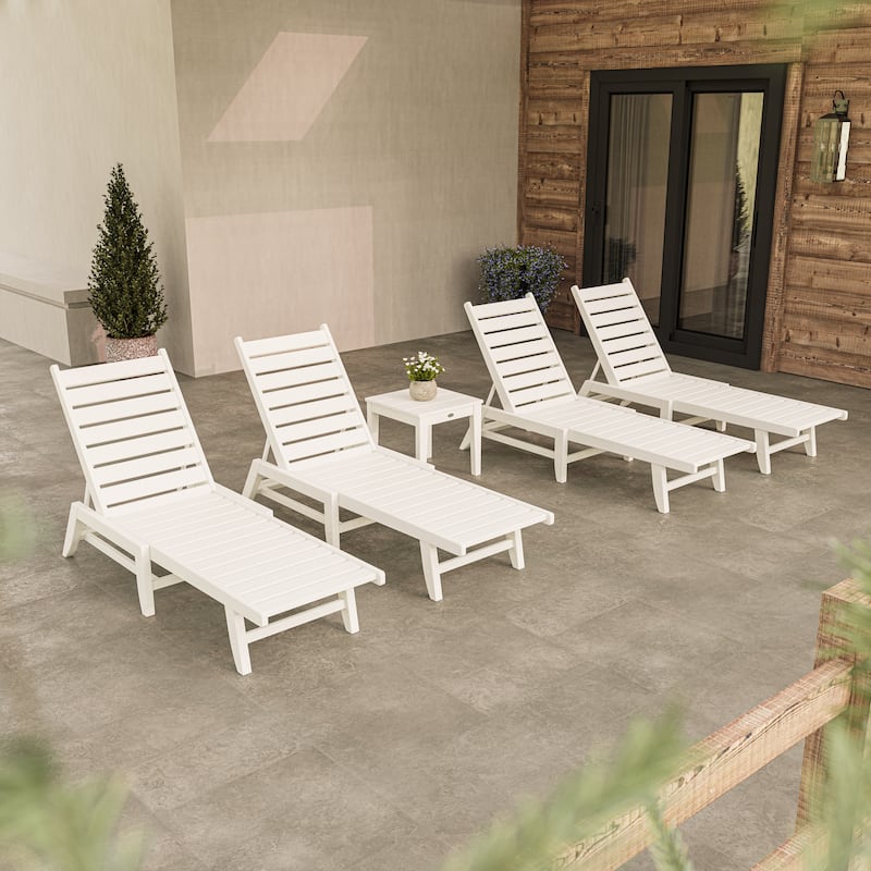 POLYWOOD 5-Piece Canyon Chaise Lounge Set - Black