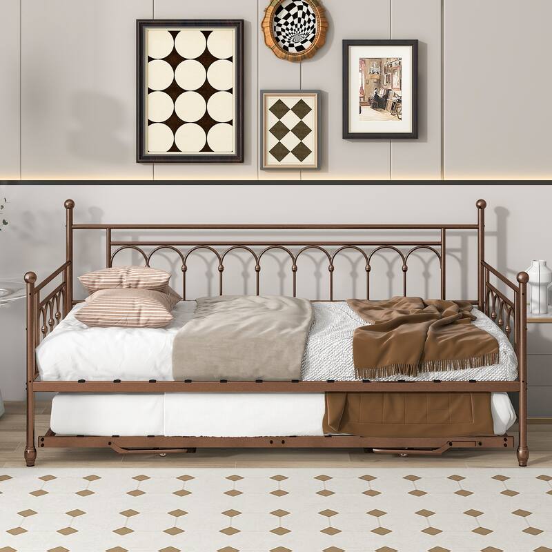 Twin Daybed with Trundle,Day Bed with Trundle Bed Twin,Pop Up Trundle Bed