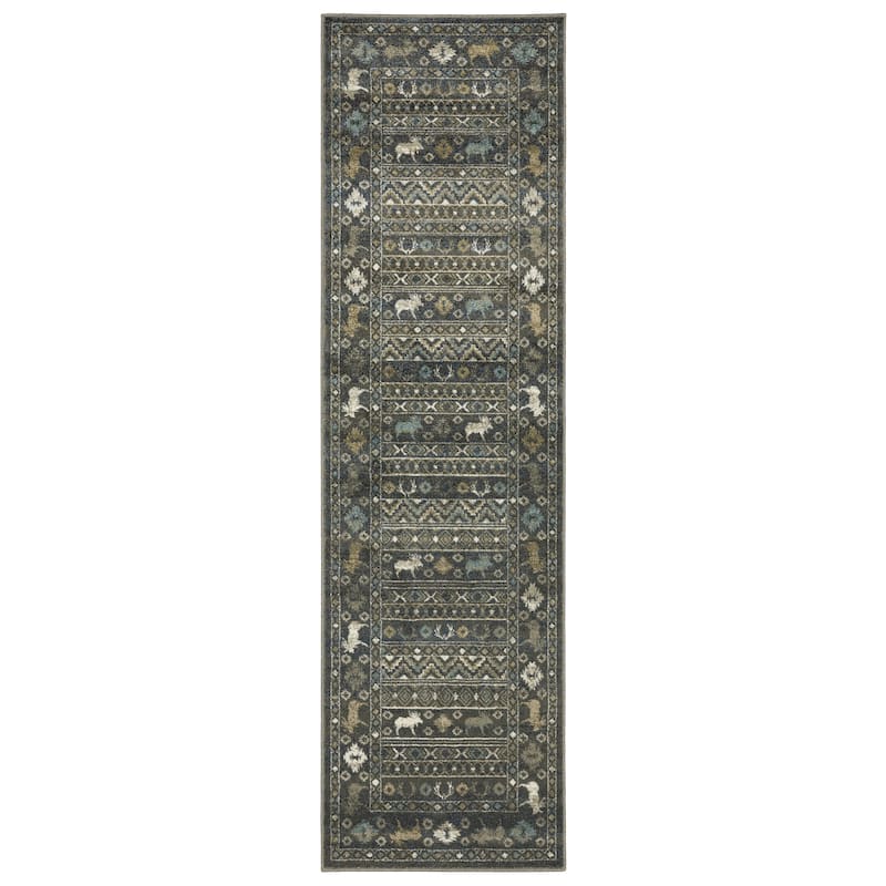 Style Haven Vance Southwestern Lodge Blue/ Gold Area Rug. - 2' 3" x 7' 6" - Runner