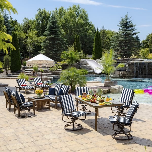 ARDEN Outdoor Cabana Stripe 44 x 20 High Back Dining Chair