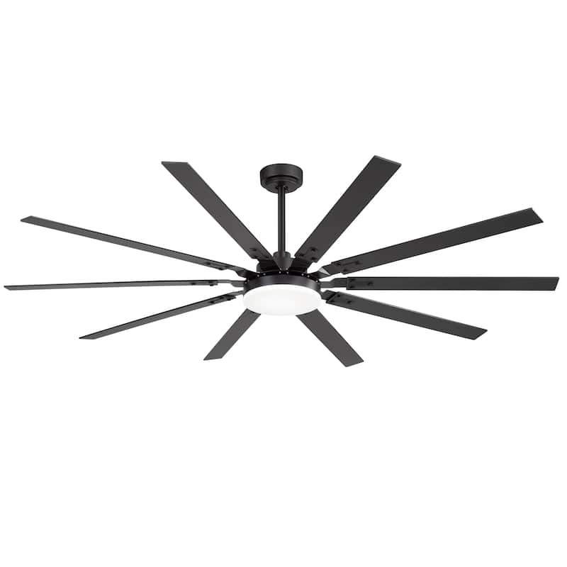 Large 84"/72" Reversible 10-Blade Integrated Ceiling Fan with LED Light Kit and Remote
