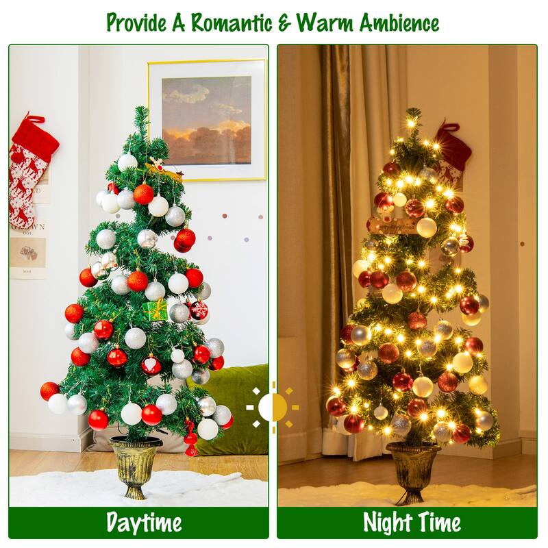 Gymax 4 ft Pre-Lit Spiral Topiary Christmas Tree Artificial Helical - See Details