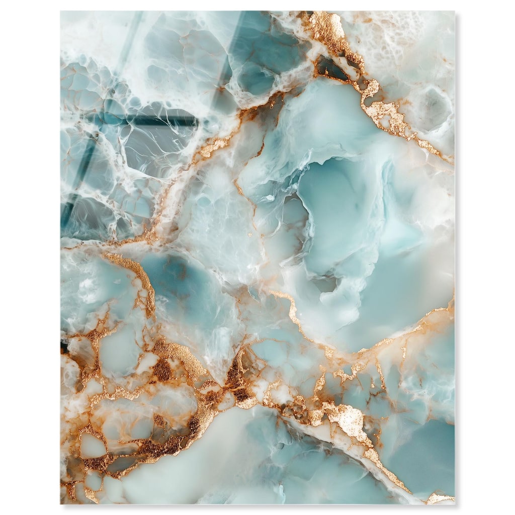 Teal Marble Majesty Acrylic by Art Remedy, Ready to Hang