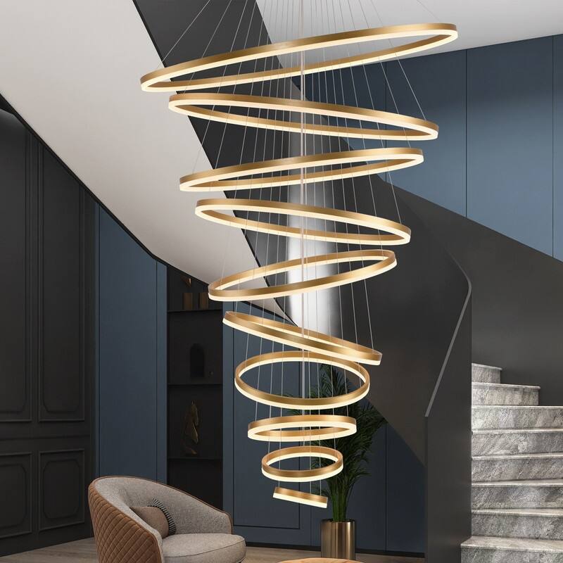 Modern LED Ring chandelier Large High Ceiling Chandelier