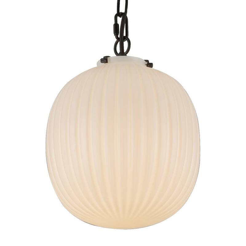 Alora Lighting PD579112 Cherise 12" Wide Pendant with Ribbed Opal - Matte Black / Glossy Ribbed Opal Glass