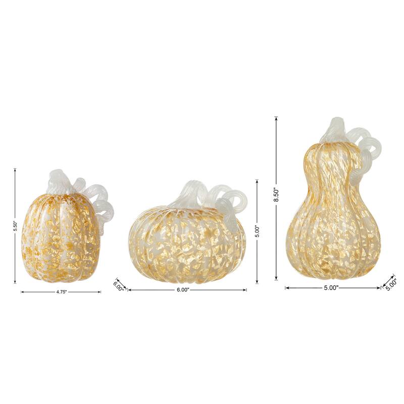 Glitzhome Fall Harvest Handblown Glass Pumpkins Set Thanksgiving Table Centerpieces