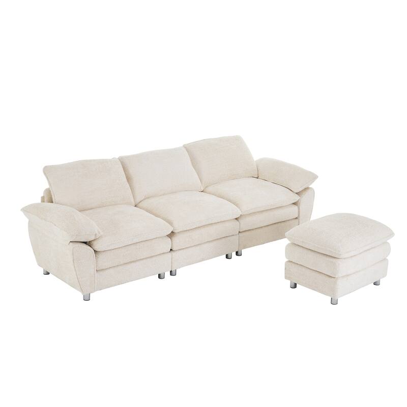 Modern Upholstered Polyester Sleeper Sofa with Ottoman
