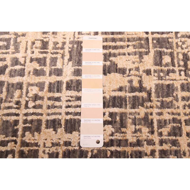 ECARPETGALLERY Hand-knotted Legacy Beige, Dark Grey Silk, Wool Rug - 2'6 x 10'2