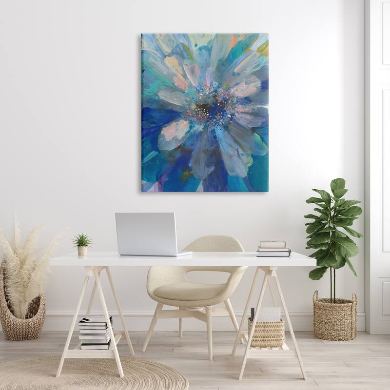 Stupell Abstract Blue Floral Petals Contemporary Flower Splatter Canvas Wall Art