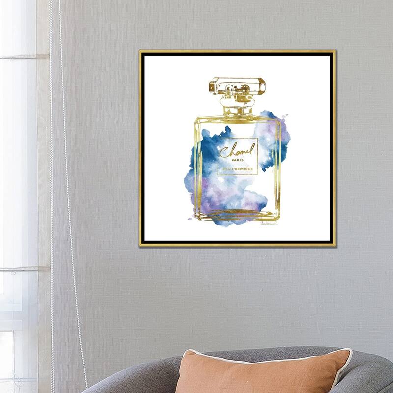 iCanvas "Gold And Blue Perfume Bottle" by Amanda Greenwood Framed Canvas Print