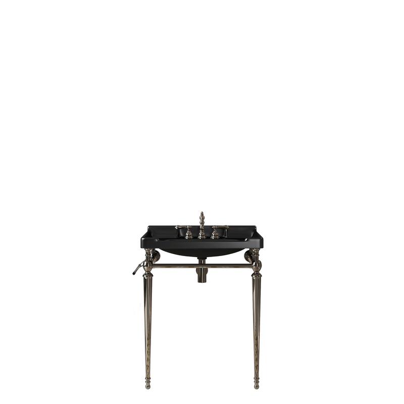 Console Sink, Wall-Mounted Ceramic Vanity Basin，Freestanding Stainless Steel Support Legs With Towel Bar, No Faucet
