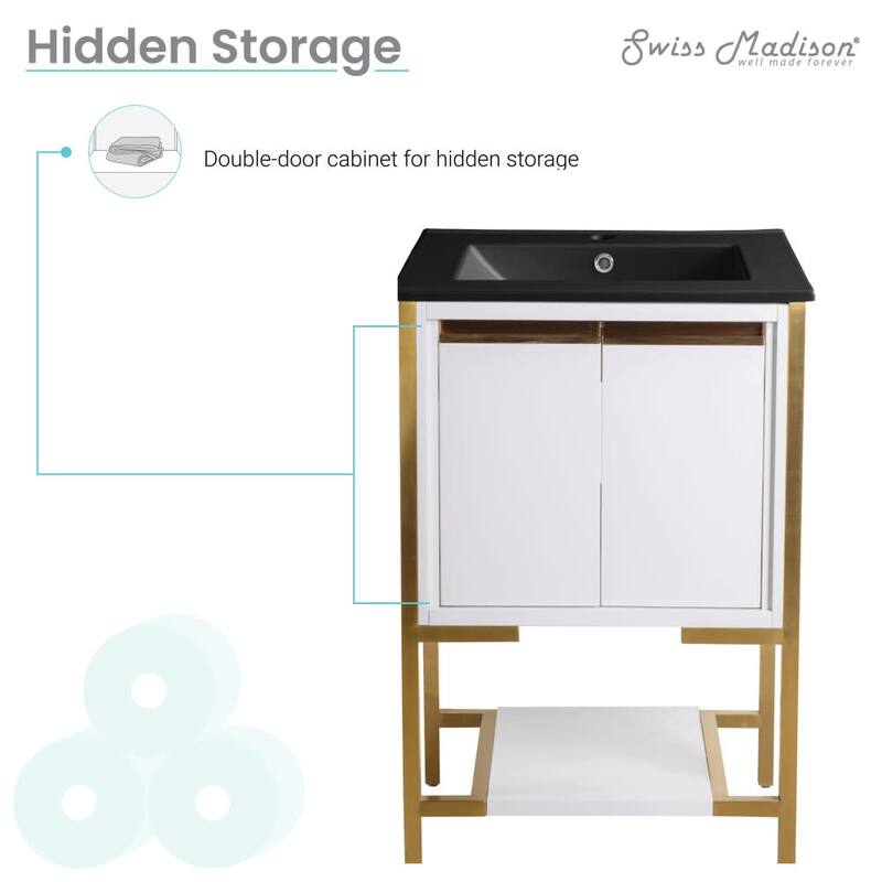 Swiss Madison SM-BV217 Marseille 24" Free Standing Single Basin Vanity