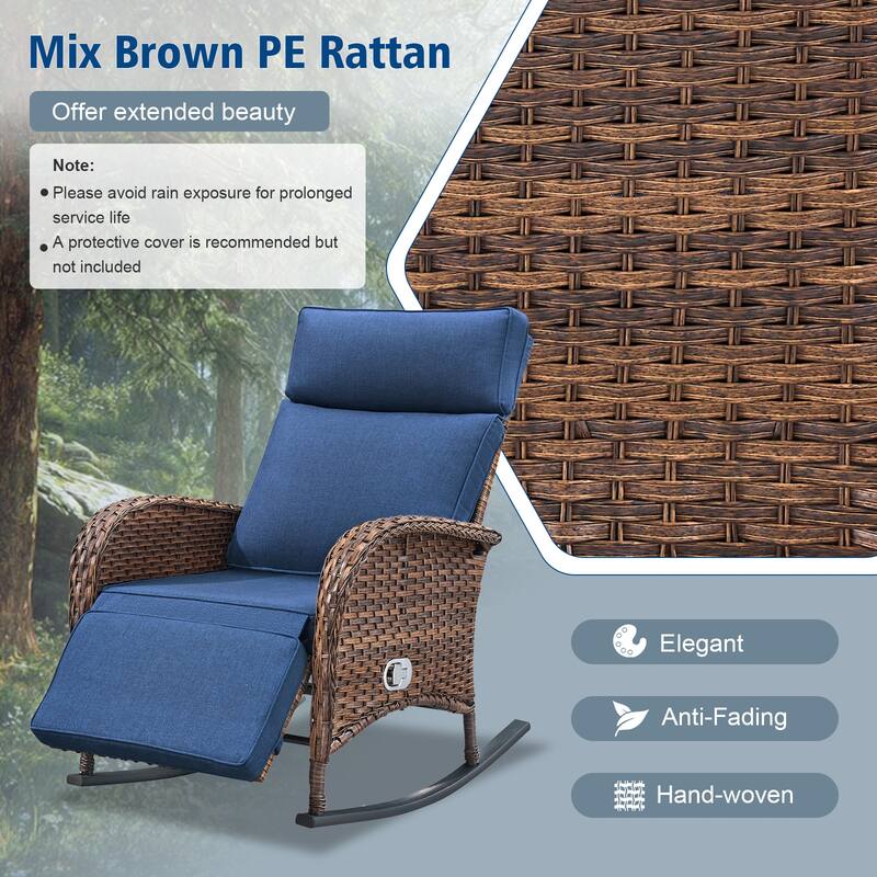 Pocassy Patio Rocker Chaise Lounge Chairs with Adjustable Backrest Set.