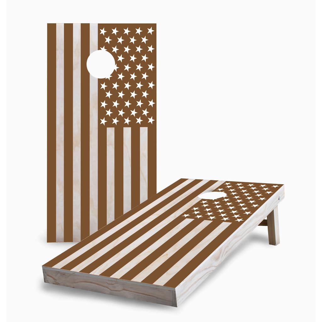 Two-Tone American Flag Corn Hole Board Set with Carry Case