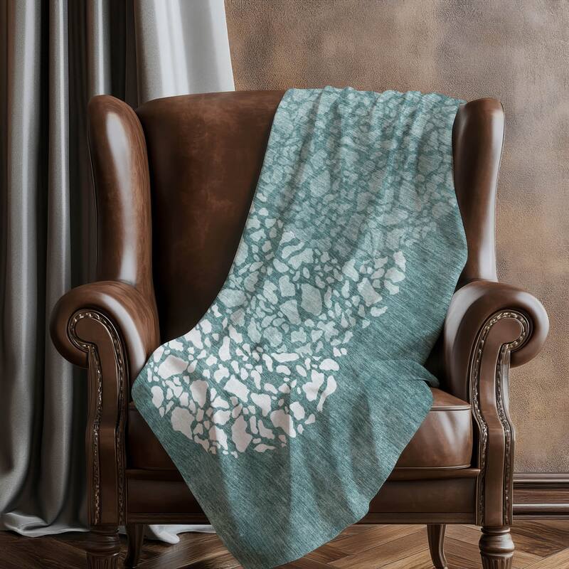 Premium Machine Washable Modern Mosaic Sherpa Throw Blanket
