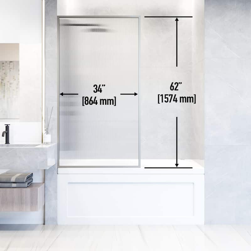 VIGO Meridian 34" W x 62" H Framed Fixed Tub Screen Door