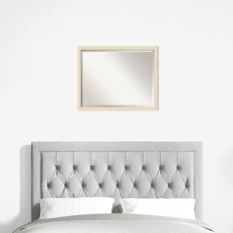 Woodgrain Stripe Beveled Wood Framed Wall Mirror