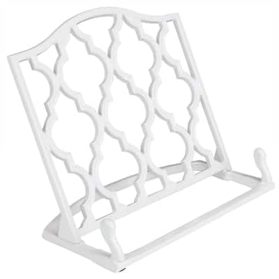 Home Basics White Cast Iron Non-Skid Reading Rest Cookbook Holder - 8.55" x 10.75" x 5.67"