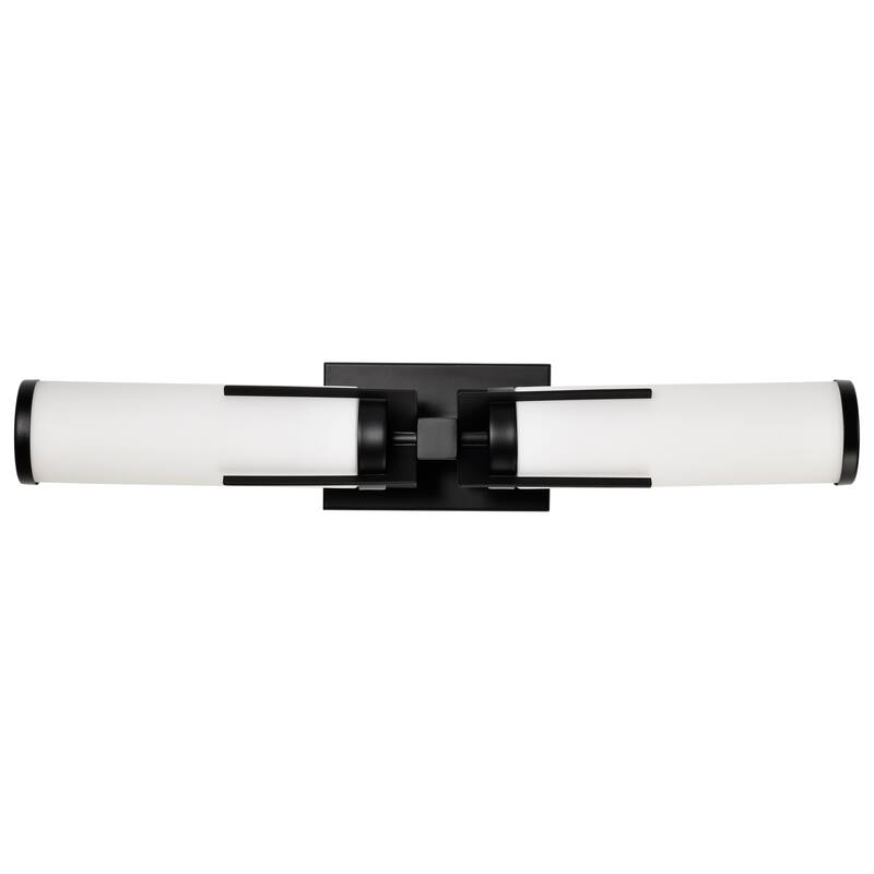 Roselle 2 Light Vanity Matte Black with White Glass