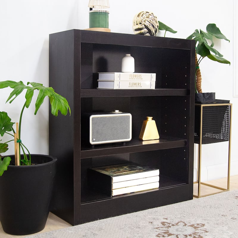 Concepts in Wood 3 Shelf Wood Bookcase, 36 inch Tall