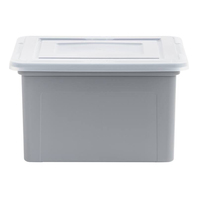 IRIS USA® File Boxes 35 Qt Buckle Lid - Gray - Set of 3