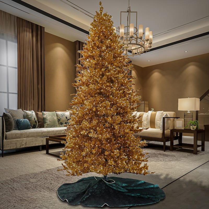National Tree Company 9 ft. Pre-Lit Christmas True Gold Metallic Tree - 9 Foot