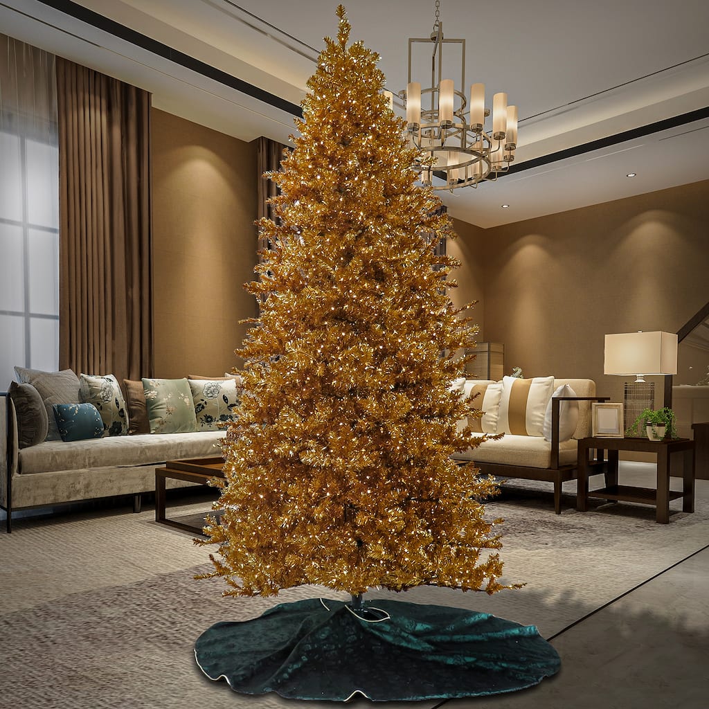 National Tree Company 9 ft. Pre-Lit Christmas True Gold Metallic Tree - 9 Foot