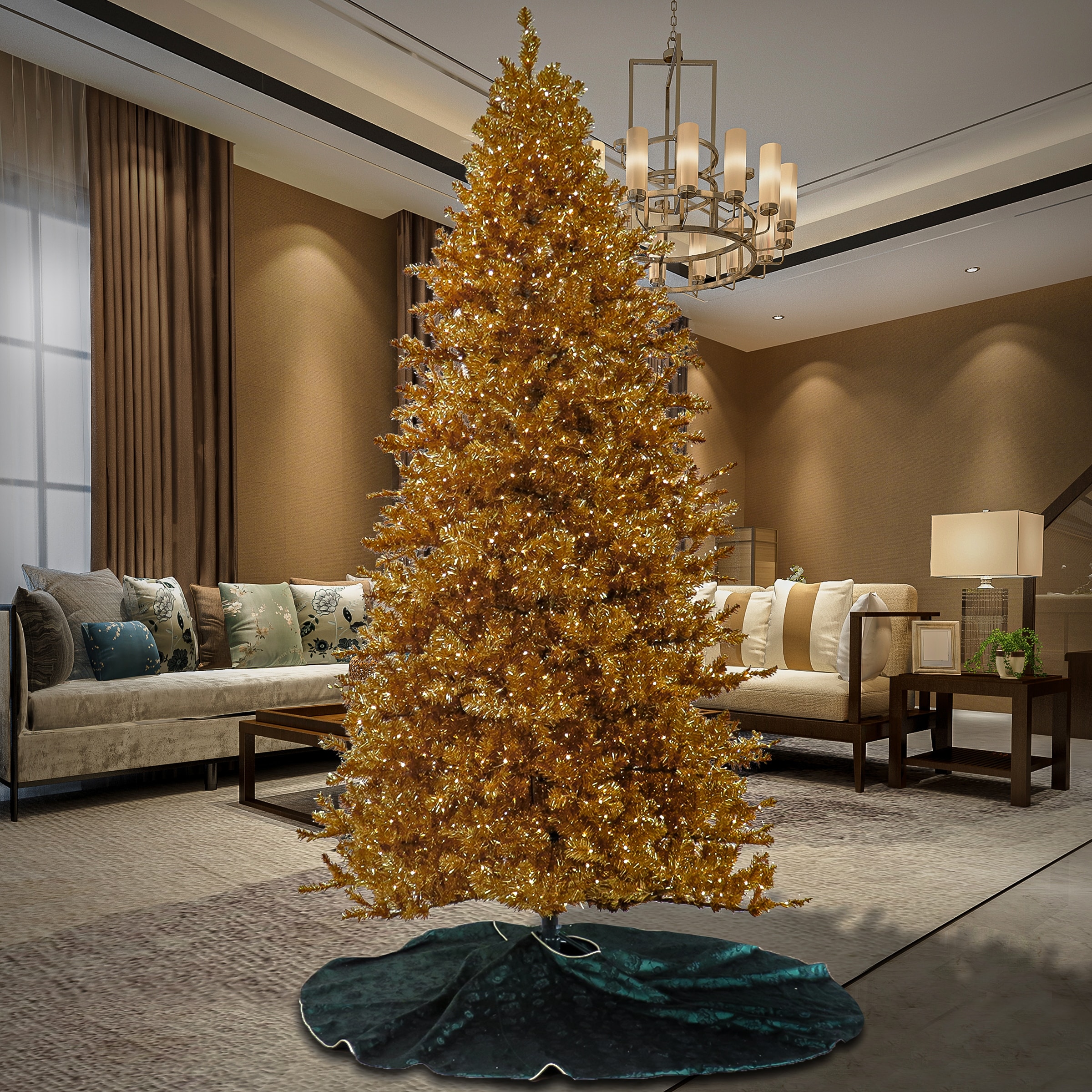 National Tree Company 9 ft Pre-Lit Gold Metallic Full Artificial Christmas Tree, 2,000 LED Lights - 9 Foot