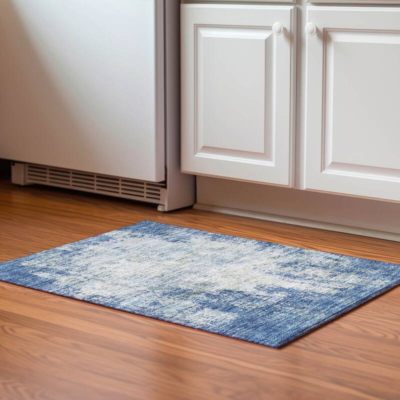 Premium Washable Super Soft Solid Casual Mayfield Rug - Denim - 1'8" x 2'6"